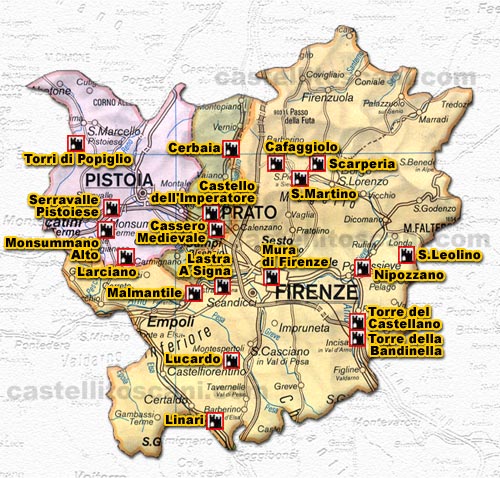 Mappa delle province di Firenze, Prato e Pistoia