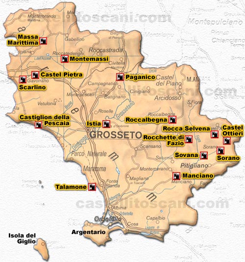 Mappa della Provincia di Grosseto