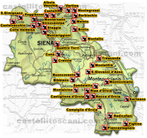 Mappa della Provincia di Siena